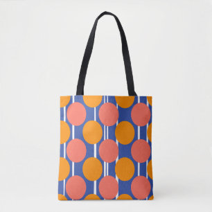 Bolsa Tote Estilo Retro de Meados do Século Laranja Azul Boli