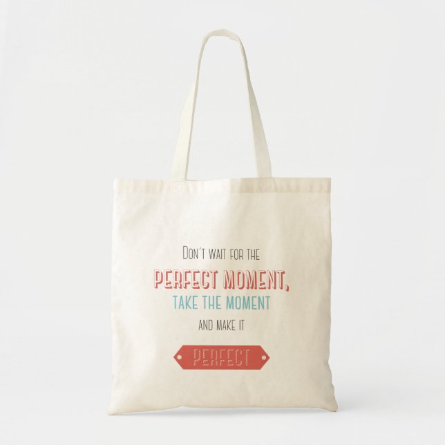 Bolsa Tote Estilo retrô tipográfico motivacional (Frente)