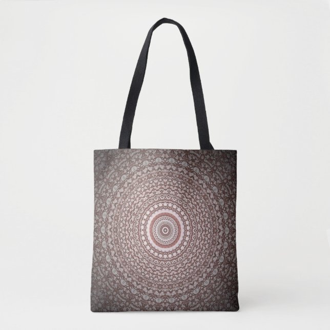 Bolsa Tote Estilo Tribal Rosa Mandala Design (Frente)