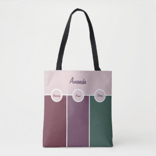 Bolsa Tote Estilo verde roxo gráfico simples