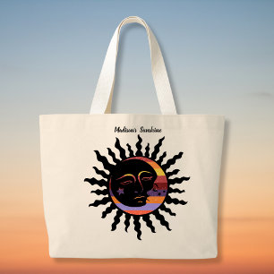 Bolsa Tote Estilo Vintage Lua Adorando Arco-Íris