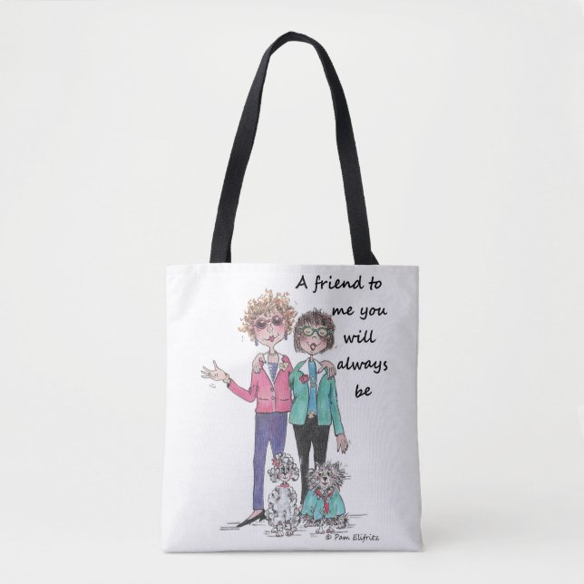 Bolsa Tote Estilos Vêm e Vão, Caricatura Sábica, Aquarela (Frente)