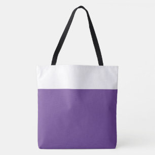 Bolsa Tote Estiloso Top Largo Bonito Roxo Branco Bloco de Cor