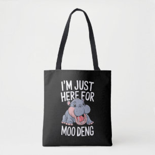 Bolsa Tote Estou aqui para Moo Deng Cute Baby Hippo