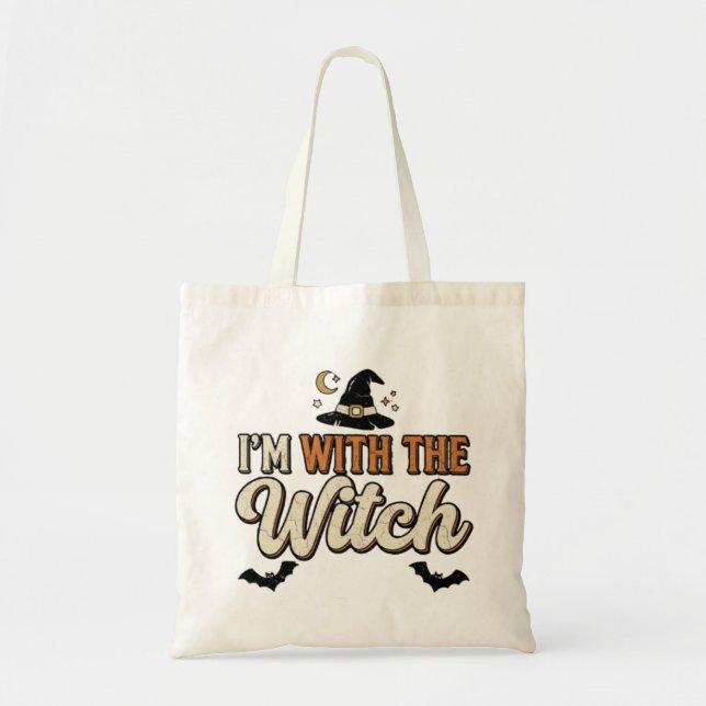 Bolsa Tote Estou Com a Bruxa Halloween (Frente)