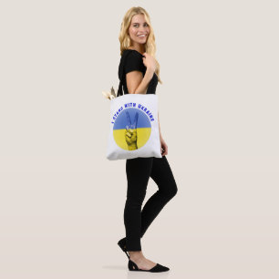 BOLSA TOTE ESTOU COM O SINAL DE PAZ UCRÂNICO AZUL AMARELO