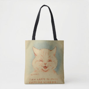 Bolsa Tote Estou Feliz Porque Todo Mundo Me Ama (Gatinho Boni