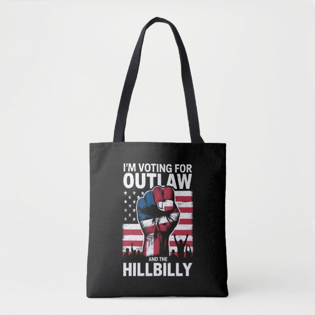 Bolsa Tote Estou votando no fora da lei e no caipira 2024 U (Frente)
