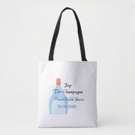 Bolsa Tote Estoure o champanhe azul chá de noiva adicionar no