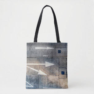 Bolsa Tote Estrada concreta com direções de seta pintada
