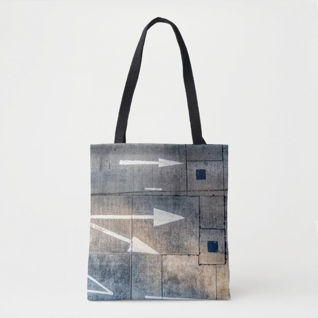 Bolsa Tote Estrada concreta com direções de seta pintada (Frente)