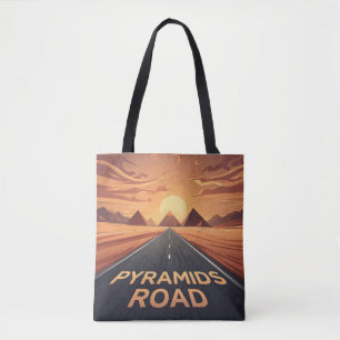Bolsa Tote Estrada das Pirâmides Douradas Egito Pôr do Sol Ar