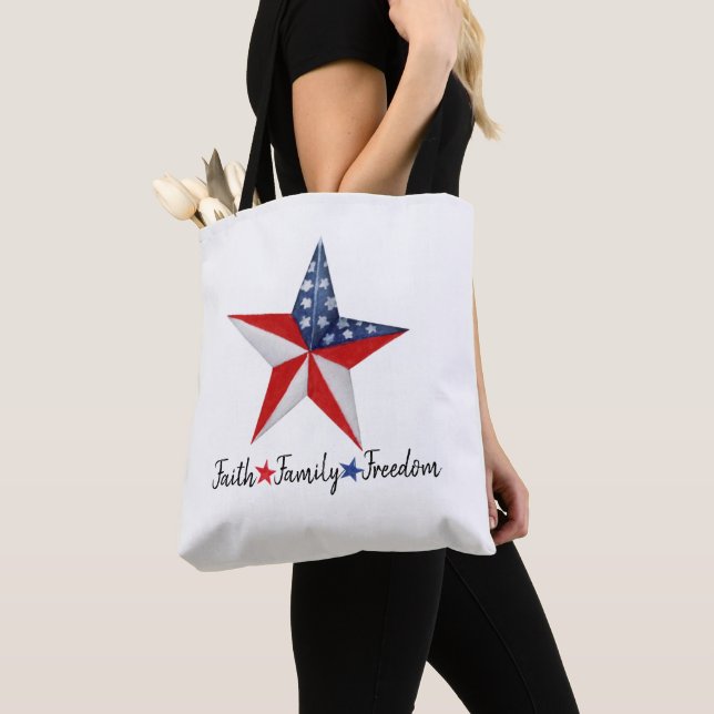 Bolsa Tote Estrela Americana Patriótica Personalizada, Bandei (Close Up)