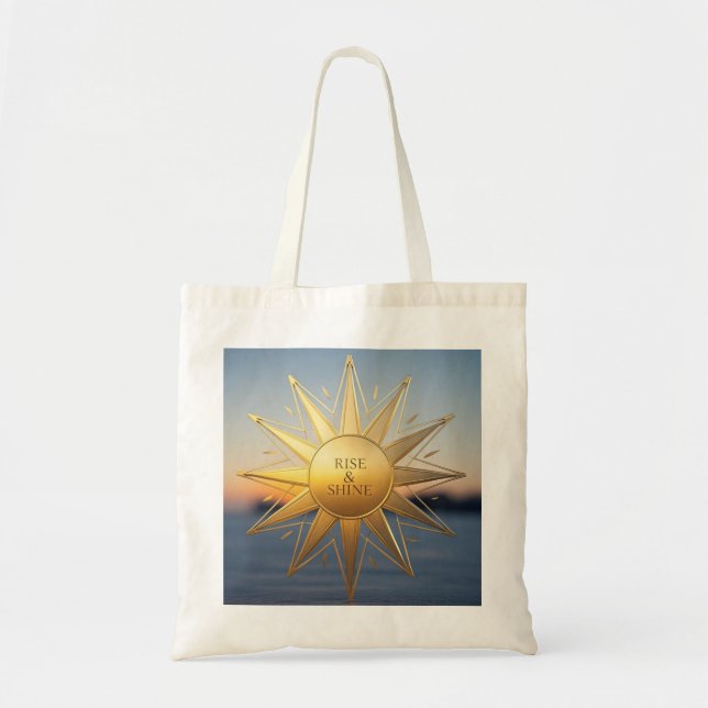 Bolsa Tote Estrela de ouro geométrica com brilho (Frente)