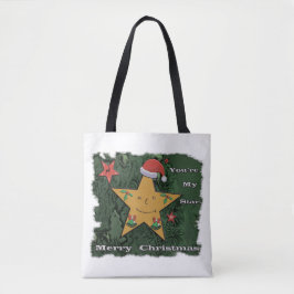 Bolsa Tote Estrela de pão de Natal feliz