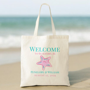 Bolsa Tote Estrela-do-Mar Rosa Costeira Bem-vindo Casamento P