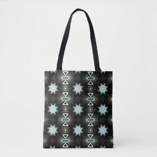 Bolsa Tote estrela-explosão azul geométrica