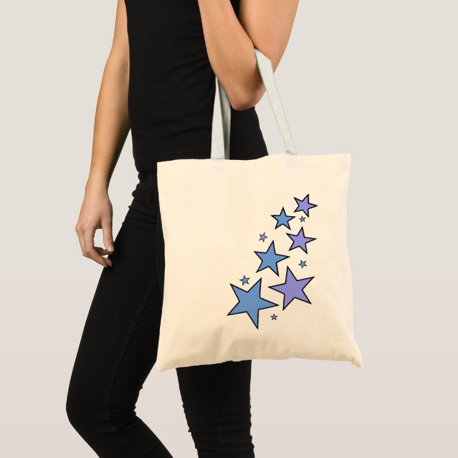 Bolsa Tote Estrelas azuis e roxas (Frente (produto))