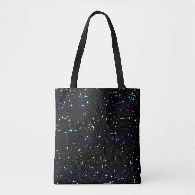 Bolsa Tote Estrelas brilhantes do Arco-Íris no Céu Noturno (Frente)