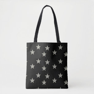 Bolsa Tote estrelas cinzas em preto