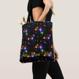 Bolsa Tote Estrelas coloridas brilhantes Trendy Black Carryal