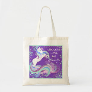 Bolsa Tote Estrelas da Gliteria Unicórnios me amam roxo