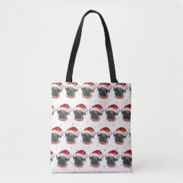 Bolsa Tote Estrelas de Natal de Pug Dog Breed