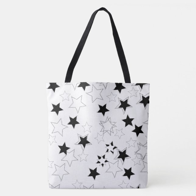 Bolsa Tote Estrelas de preto e branco da barra de ferramentas (Frente)