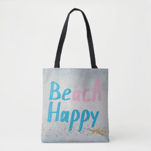 Bolsa Tote estrelas-do-mar felizes da praia e bolhas