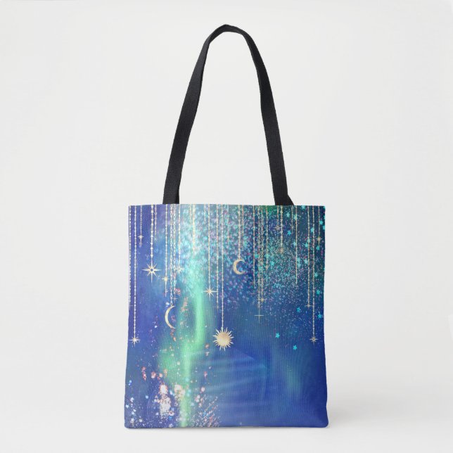 Bolsa Tote *~* Estrelas Douradas do Sol acendem o universo ce (Frente)