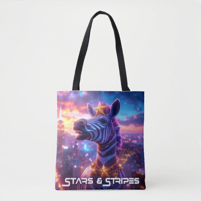 Bolsa Tote Estrelas e faixas com ZEBRA ZANZIBAR (Frente)