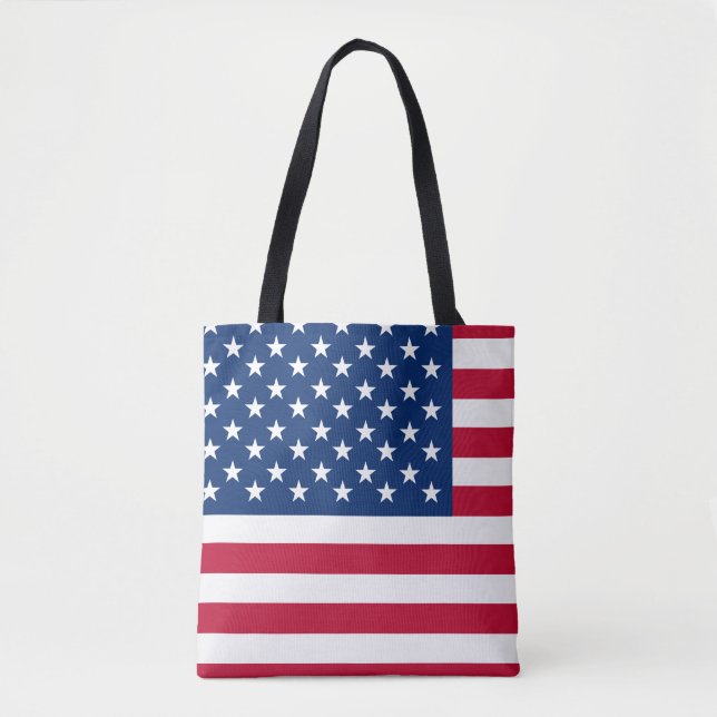 Bolsa Tote Estrelas e faixas de bandeira americanas (Frente)