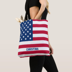 Bolsa Tote Estrelas e faixas de sinalizador personalizadas do