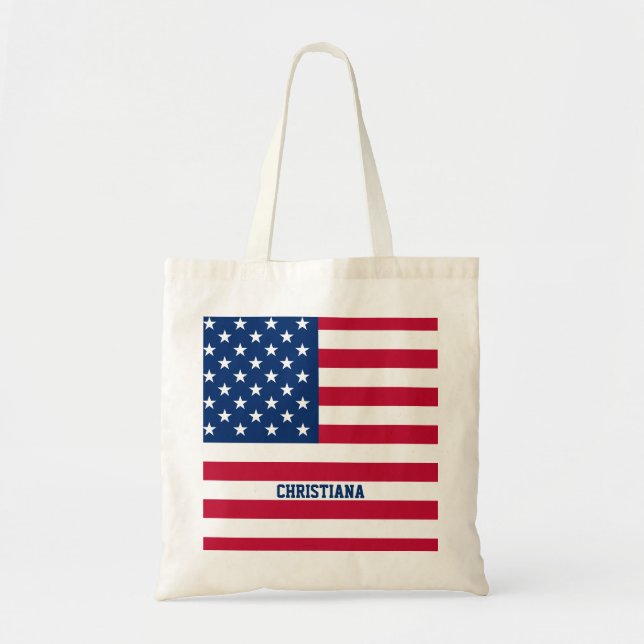 Bolsa Tote Estrelas e faixas de sinalizador personalizadas do (Frente)
