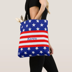 Bolsa Tote Estrelas e faixas Patrióticas Editáveis