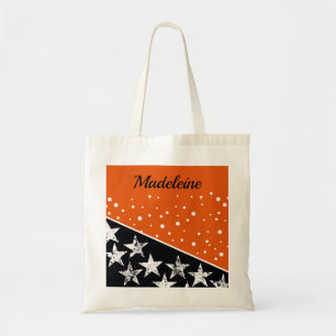Bolsa Tote Estrelas e Pontos Bonitos Laranja e Preto Outono/H