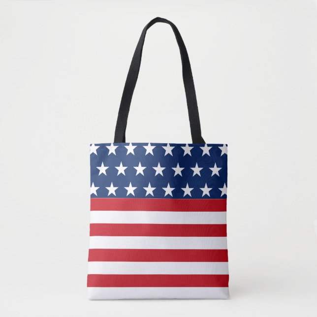 Bolsa Tote Estrelas e Stripes Bandeira Americana Patriótica (Frente)