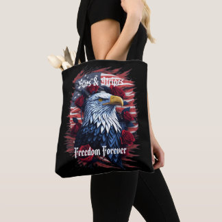 Bolsa Tote Estrelas Listras Liberdade Águia Bandeira American