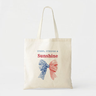 Bolsa Tote Estrelas Minimalistas, Listras & Sol Patriótico