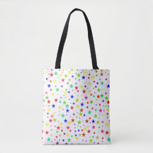 Bolsa Tote Estrelas multicoloridas modernas em branco