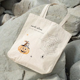 Bolsa Tote Estrelas na Web de Pumpkin Spider de Halloween Cut