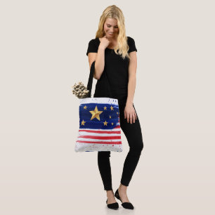 Bolsa Tote Estrelas Patrióticas e Barra de Totas de Stripes