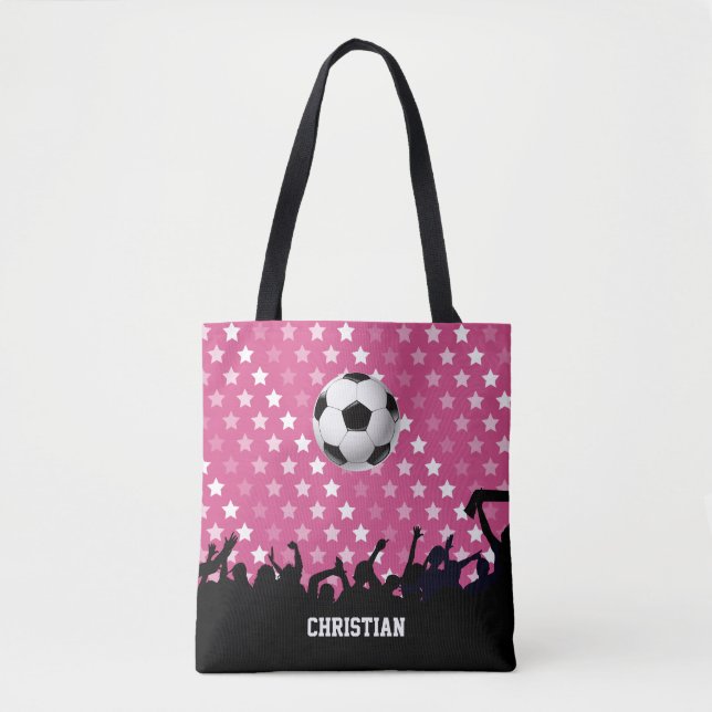 Bolsa Tote Estrelas rosa - Bola de Futebol e Ventiladores (Frente)