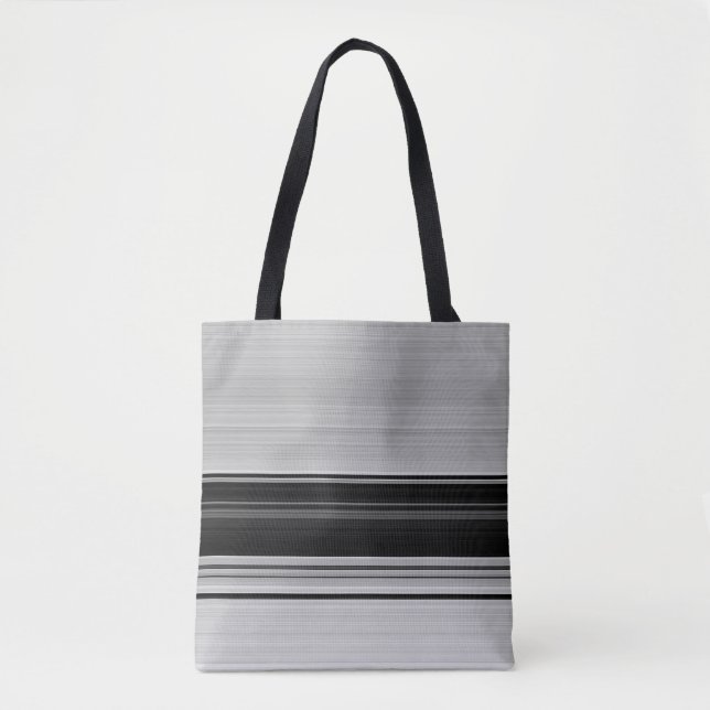 Bolsa Tote Estrias de cinzas negras brancas (Frente)