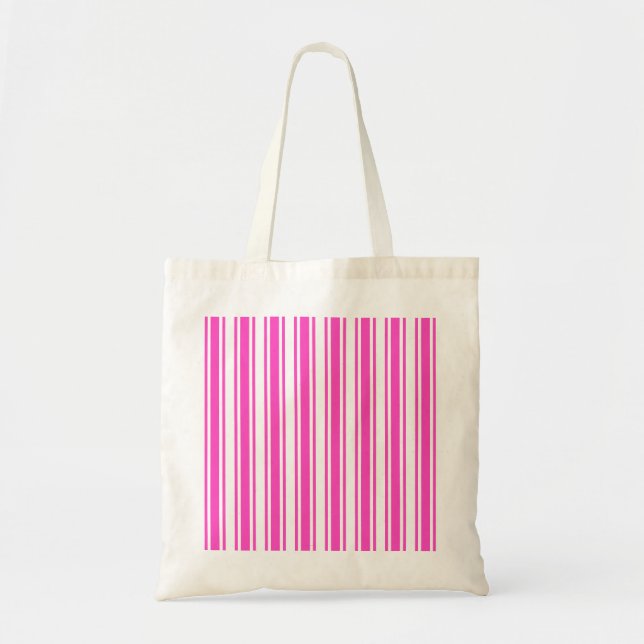Bolsa Tote Estrias de doces brancas e rosa-quente (Frente)