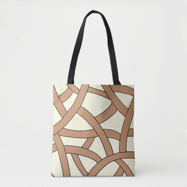 Bolsa Tote Estrias desenhadas à mão creme design (Frente)