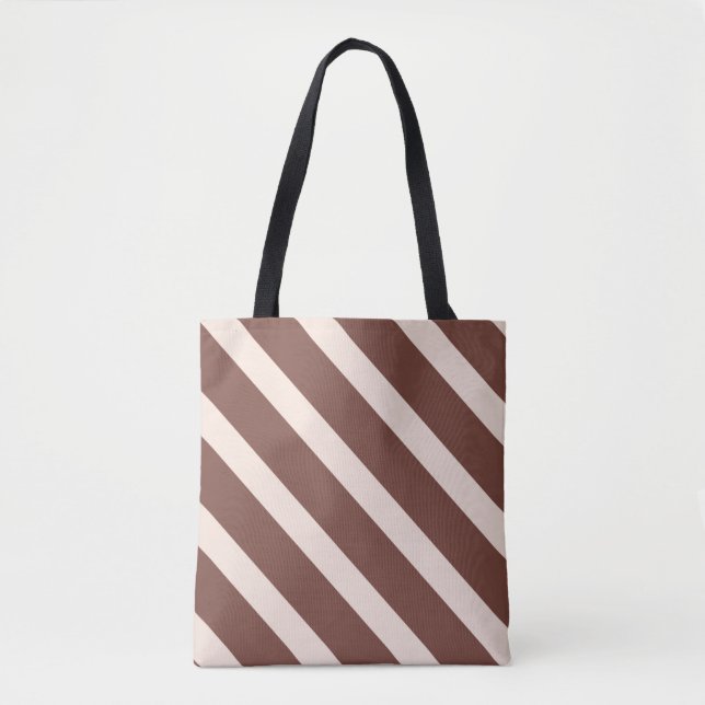 Bolsa Tote Estrias design chocolate natural cor-de-rosa pálid (Frente)