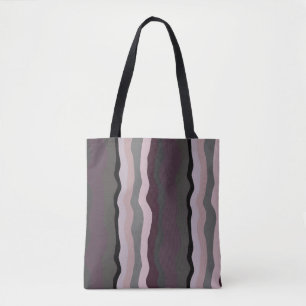 Bolsa Tote Estrias ondulantes, cor-de-rosa e roxas