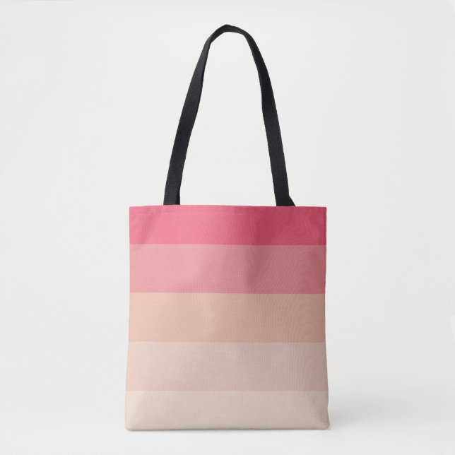 Bolsa Tote Estrias pastosas cor-de-rosa (Frente)