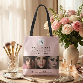 Bolsa Tote Estúdio de Cílios com Logo em Rotulo Rosa Corado